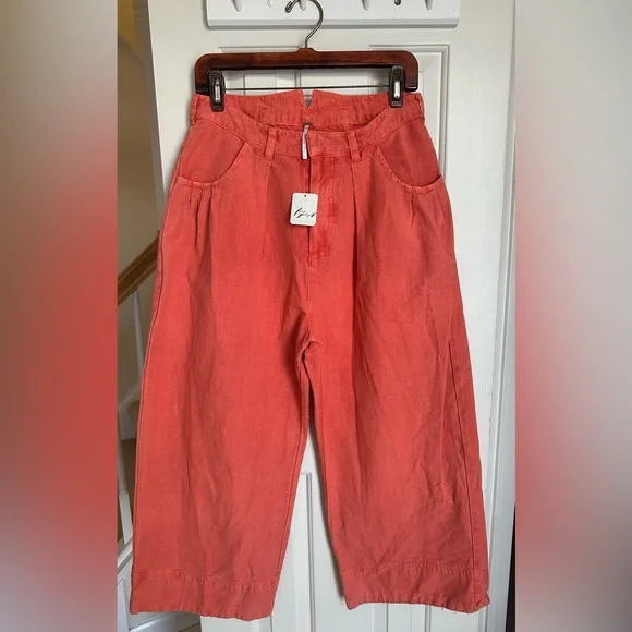 NWT Free People Sweet Talk Red Mango Chino Pants- Size 8 - Picture 3 of 11